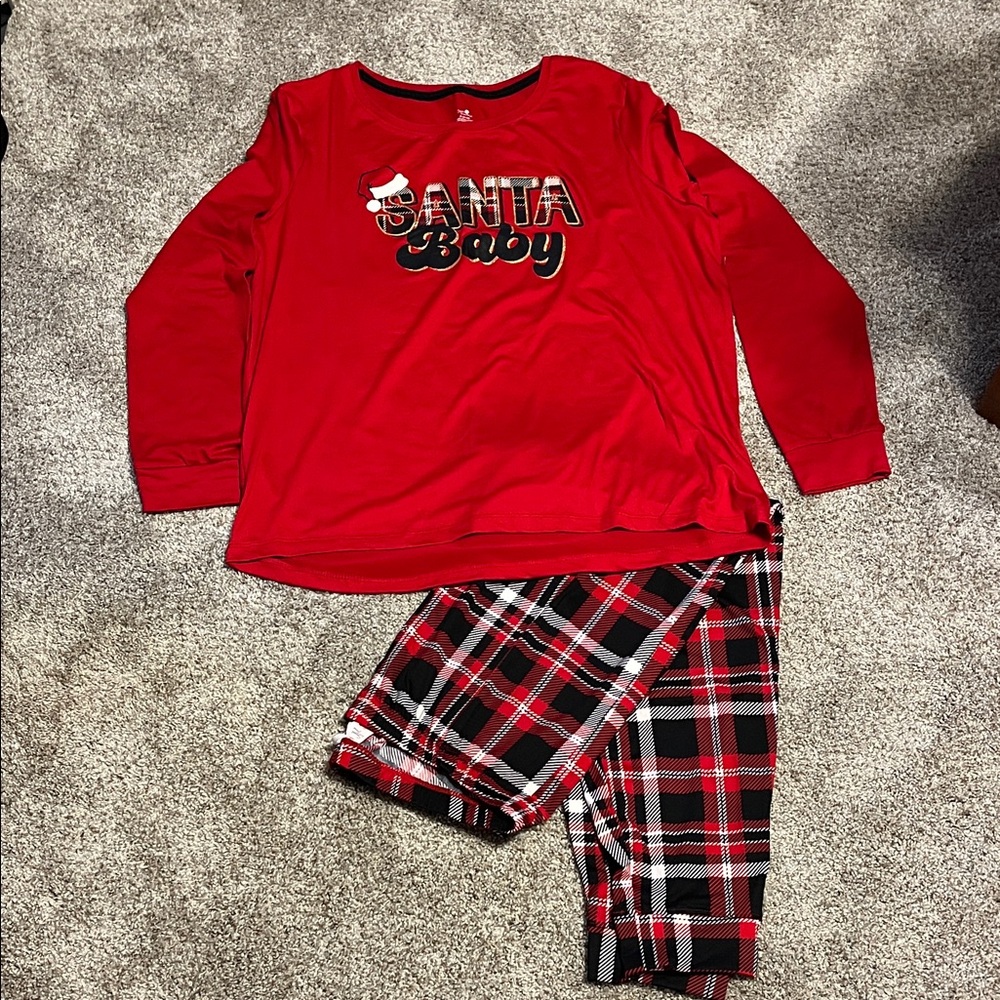 Santa Baby Red Plaid Pajamas women’s